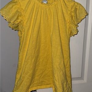 Yellow Crown and Ivy Ruffled Sleeve Top